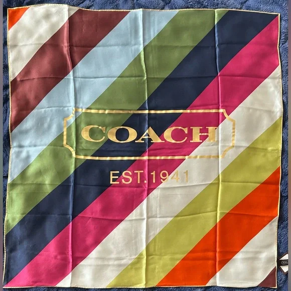 COACH Legacy Stripe Silk Scarf - Picture 2 of 6